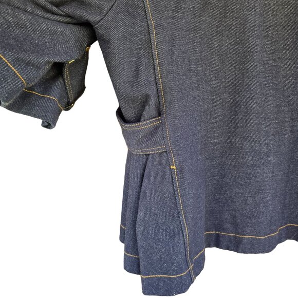 Y2k Double-Breasted Denim Trench Coat With Gold Detail Size L old money feel - Picture 8 of 14